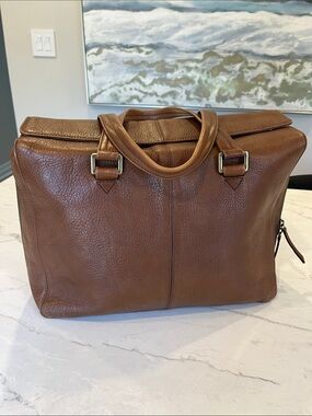 Men's Leather Laptop Bag in Cognac Brown - Classic Work Briefcase